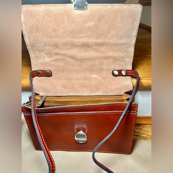 Patricia Nash Leather Lanza Crossbody Organizer with Cut-out Denim Tooling - Picture 8 of 13